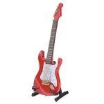 D�licat 18 cm mini guitare electrique en bois mod�le collection ornements avec support (rouge)