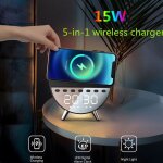 Digital radio - rveil haut - parleur bluetooth, lumire de nuit, 15w chargeur sans fil, double haut ...