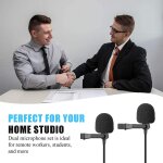 Double micro cravate pour smartphone, appareil photo, podcast en direct, interview, double condensateur ...