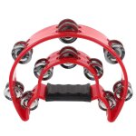 Double range tambourin demi - lune mtal jingles musicaux tambourin a main (rouge)