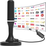 Dvb - t / dvb - t2 antenna indoor hdtv antenna for tv, 360 reception with amplifier and magnetic base, ...
