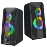 Eclairage des haut - parleurs d'ordinateur c�bl�s avec alimentation usb jack st�r�o 3, 5mm pour ordinateur ...