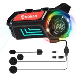 Ecouteurs casque moto, h4s ¿lumire led&rgb kit main libre moto casque scooter sans fil avec micro ...