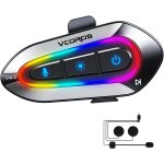 Ecouteurs casque moto, vr2 lumière rgb casque bluetooth, etanche ipx6 kit main libre moto pour ai commande ... Ecouteurs casque moto, vr2 lumière rgb casque bluetooth, etanche ipx6 kit main libre moto pour ai commande ...