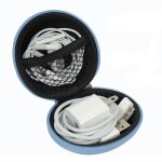 Ecouteur casque casque usb carte sd mini sac de rangement  fermeture clair bote pochette - bleu