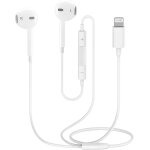 Ecouteurs filaires avec connecteur lightning, casque audio stro hifi avec microphone et contrle du ...