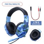 Ecouteurs filaires de jeu, camouflage, led bleu lumineux, casque professionnel e - sports, pour pc portable, ...