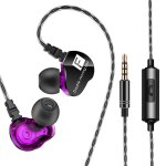 couteurs hifi intra - auriculaires 3, 5 mm  double bobine mobile avec microphone, violet