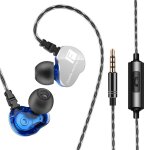couteurs intra - auriculaires  double bobine mobile de 3, 5 mm avec microphone, bleu