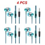 Ecouteurs intra - auriculaires universels tress�s avec microphone, oreillettes de dehors, st�r�o, basses, ...