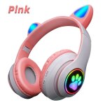 Ecouteurs sans fil bluetooth avec oreilles de chat roses, casque d'coute stro pliable avec microphone, ...