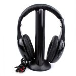 Ecouteurs sans fil hi - fi 5 en 1, casque d'coute pour pc portable, tv, radio fm, mp3, noir, casque ...