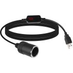 Eifj - adaptateur usb a mle 5 v vers prise allume - cigare 12 v 8 w avec ecran voltmtre pour chargeur ...