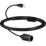 Eifj - adaptateur usb a mle 5 v vers prise allume - cigare 12 v 8 w avec ecran voltmtre pour chargeur ...