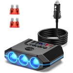Eifj - chargeur allume cigare 7 en 1, 120 w 12 v / 24 v prise allume cigare usb with 3 sockets and 4 ...