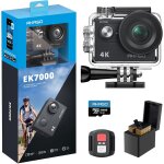 Ek7000 camra sport 4k 20mp wifi avec carte mmoire microsdxc 128 go, action camera 4k etanche jusqu'a ...
