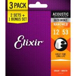 Elixir nanoweb 16539 - pack de 3 jeux de cordes acoustiques - light 12 - 53 Elixir nanoweb 16539 - pack de 3 jeux de cordes acoustiques - light 12 - 53