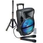 Enceinte amplifiée karma psb12 600w pmpo, mobile sur batterie, led, 1 micro vhf, 1 filaire, usb sd bluetooth, ... Enceinte amplifiée karma psb12 600w pmpo, mobile sur batterie, led, 1 micro vhf, 1 filaire, usb sd bluetooth, ...