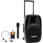 Enceinte autonome - pronomic ph12aw - sur batterie active 12  - 160w peak - 2 micros sans fil vhf main ...