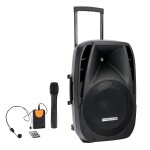 Enceinte autonome - pronomic ph15aw - amplifi�e de 15  - sur batterie, usb bluetooth - 200w peak, micro ...