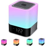 Enceinte bluetooth 5 en 1 et lampe de chevet led avec commande tactile, rveil, lecteur mp3 et veilleuse ...