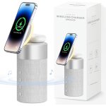 Enceinte bluetooth haut parleur mag - safe chargeur magn�tique sans fil 2 en 1 avec veilleuse pour iphone ...
