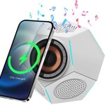 Enceinte bluetooth lumineuse avec chargeur sans fil (15w) son surround 360 et lumire rgb conception ...