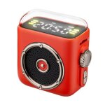 Enceinte bluetooth portable avec horloge veilleuse et fixation magn�tique rouge yonis