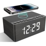 Enceinte bluetooth réveil en bois avec radio fm, chargement sans fil pour iphone / samsung, port de charge ... Enceinte bluetooth réveil en bois avec radio fm, chargement sans fil pour iphone / samsung, port de charge ...