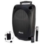 Enceinte bluetooth sono portable 15''sans fil 800w st�r�o karaoke usb bt fm sd card tws - 2 micros uhf ...