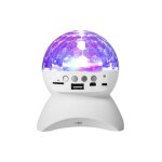 Enceinte boule de cristal rotative � 360 avec lumi�res led, bluetooth, usb, aux, radio fm, 4 heures d'autonomi ...