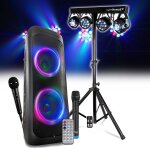 Enceinte dj 1000w lumineuse lecteur cd, amplifiée / batterie, bluetooth usb, sono, jeux de lumières partybox, ... Enceinte dj 1000w lumineuse lecteur cd, amplifiée / batterie, bluetooth usb, sono, jeux de lumières partybox, ...