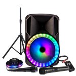 Enceinte karaoke 700w sono dj party batterie 12  � led rgb usb / micro sd / bluetooth / radio fm / pc ...