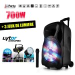 Enceinte mobile amplifie 700w 12  led / usb / bt / sd / fm + micro + pack samba lytor