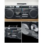 Enceinte portable bluetooth hifi 80w - ghetto blaster enregistreur de cassette cd radio fm bluetooth ...