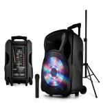 Enceinte sono mobile amplifie 700w 12  led / usb / bt / sd / fm + micro sans fil + pied party12