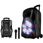 Enceinte sono mobile amplifie 800w 15  led / usb / bt / sd / fm + micros sans - fil / filaire party15 ...