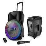Enceinte sono portable batterie 800w - party - 15rgb - usb / micro sd / bt / fm + micro vhf + t�l