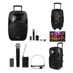 Enceinte sono portable - pro - party karaoke - bluetooth - 2 micros sans fil