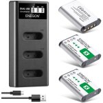 Enegon np - bx1 lot de 3 batteries 1300 mah et chargeur lcd pour sony np - bx1 et sony zv - 1, cyber ...