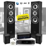 Ensemble 5 enceintes e1004 noire hifi / home - cin�ma 850w ltc + amplificateur atm8000 karaoke usb / ...