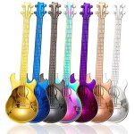 Ensemble de 7 cuill�res color�es en acier inoxydable en forme de guitare : cadeaux musicaux pour les ...