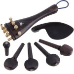 Ensemble d'accessoires pour violon 4 / 4 en bois d'bne naturel, avec 4 chevilles, mentonnire, epingle ...