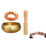 Ensemble de bols chantants tib�tains avec maillet en bois et coussin pour la m�ditation et la gu�rison ...