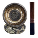 Ensemble de bol chantant tib�tain avec nouveau coussin de coup a double extr�mit� pour la m�ditation ...