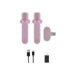 Ensemble microphone cravate sans fil 2, 4 g avec 2 rcepteurs - rose