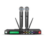 Ensemble de microphones sans fil professionnels, micro uhf longue port�e, double antenne pour performances ...