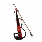Ensemble de violon electrique a cordes avec etui rigide en bois massif rouge