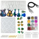 Ershi - 33 pcs silicone moule pour bijoux, 2 pcs mdiators de guitare moules en rsine epoxy avec paillettes, ...