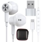 Ershi - ecouteurs usb c avec microphone hifi stro usb c casque avec usb c vers a adaptateur pour samsung ...